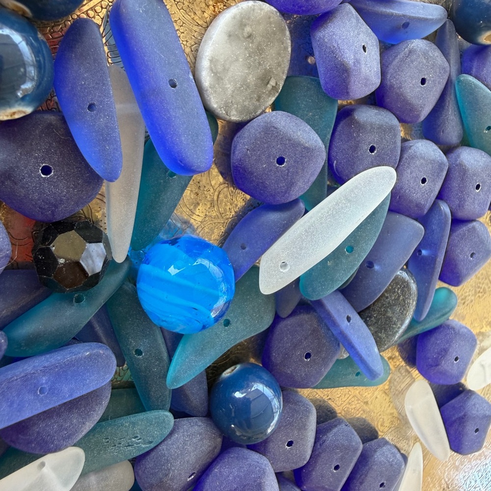 Vintage Blue and White Ocean Glass Beads